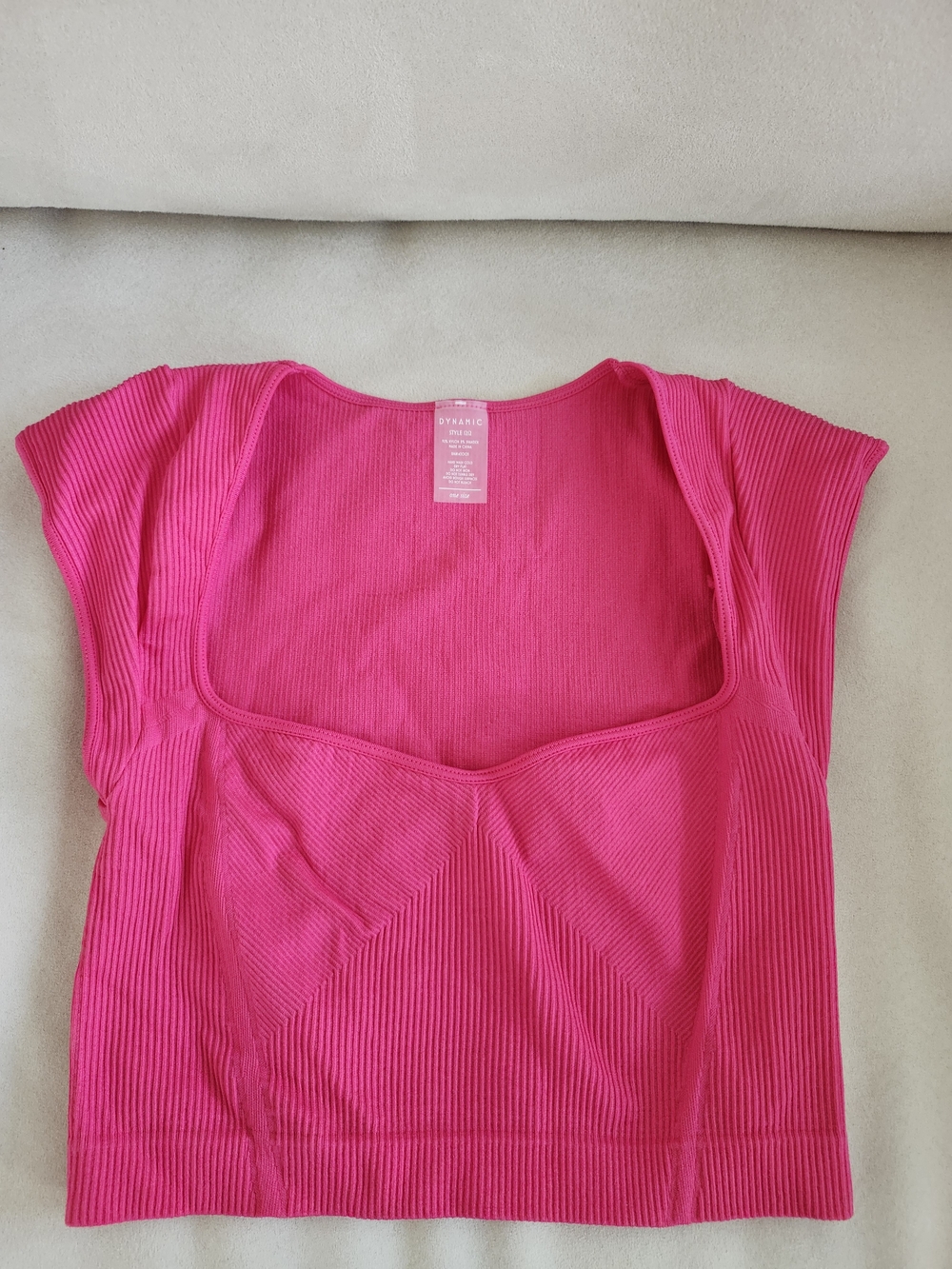 Stylish Ribbed Pink Scoop Neck Women's Top